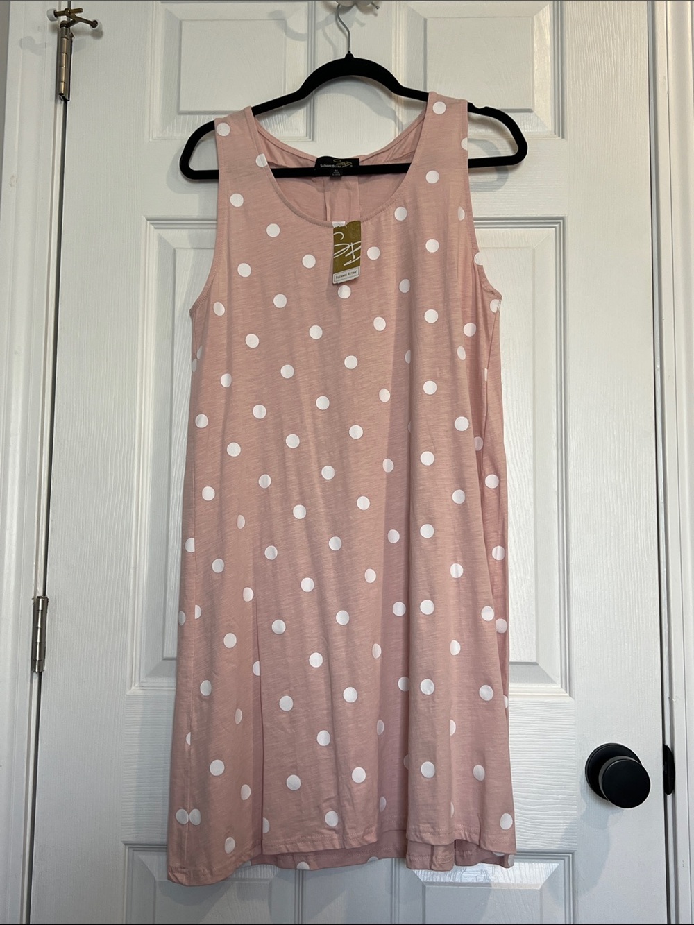 Suzanne Betro Blush Pink Polka Dot Sleeveless Dress